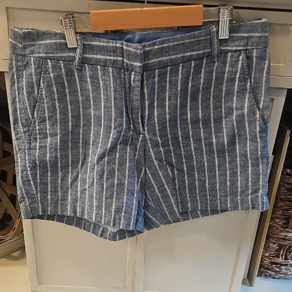 J. Crew Blue and White Striped Bermuda Shorts